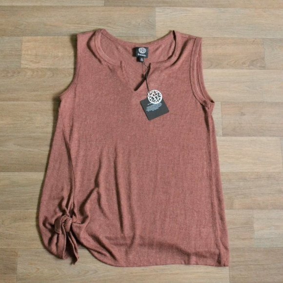 NWT Bobeau Tie Front Split Neck Terracotta Tank Size Small - Picture 4 of 7